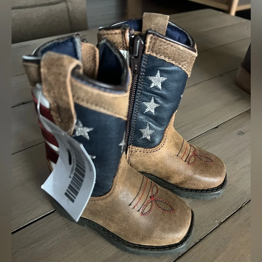 Masterson Boot Co. Patriotic American Flag Cowboy Boots Western Baby/Todder 4